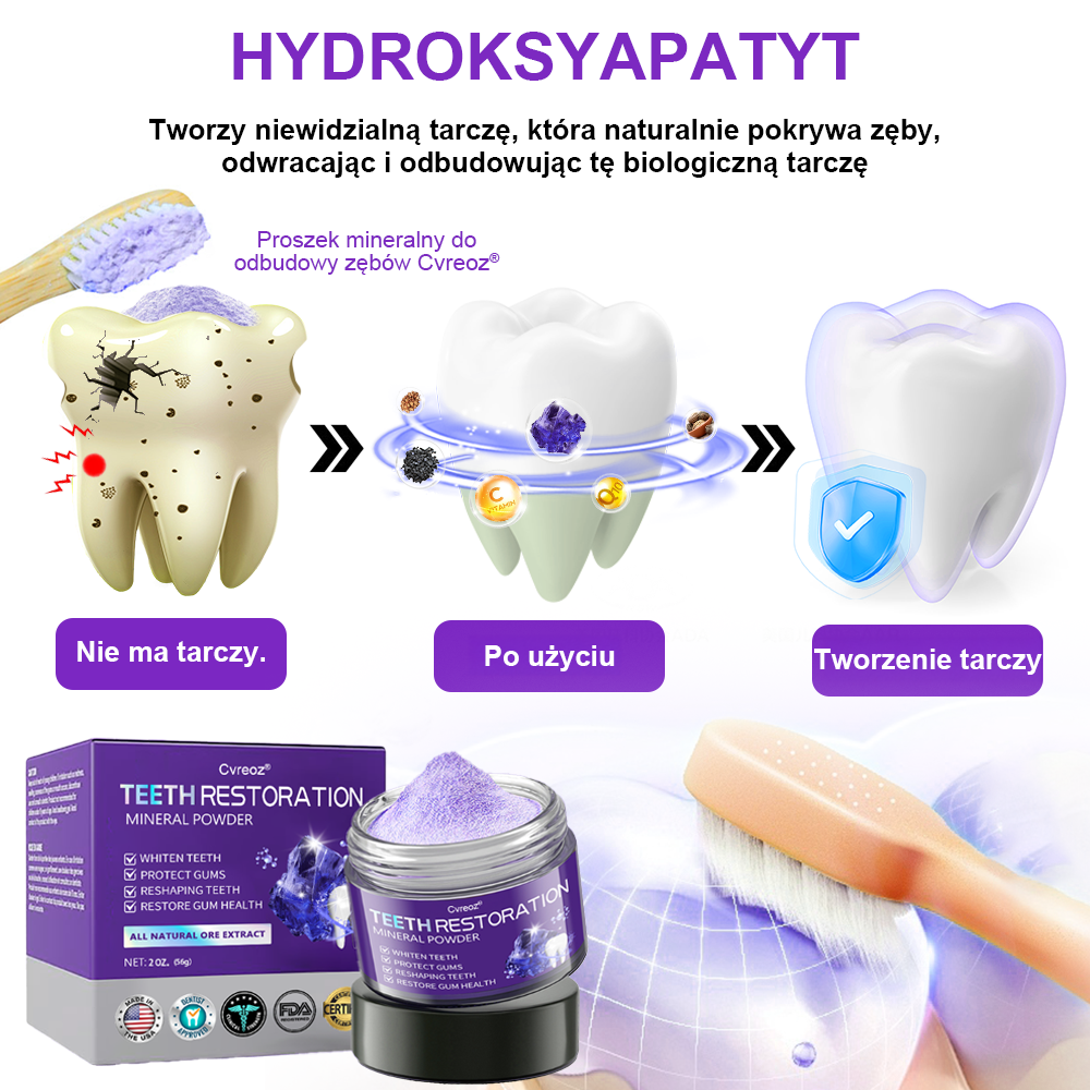 Cvreoz® Proszek Mineralny do Przywracania Zębów (zalecane przez ADA) (👩⚕️ Ostatnia szansa na zniżkę - tylko przez 30 minut 🦷)