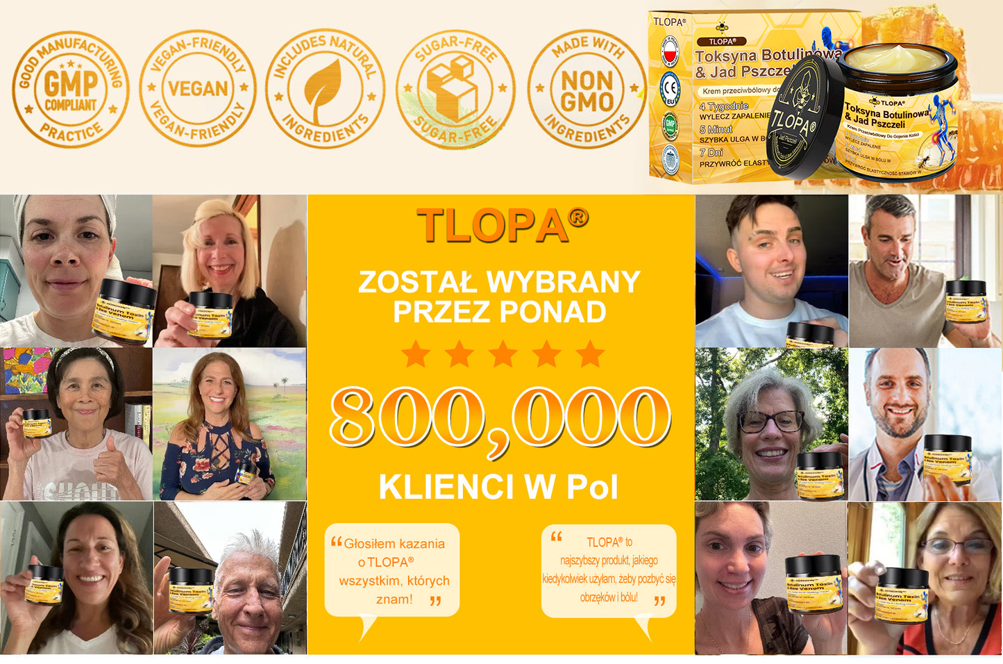 TLOPA® Toksyna botulinowa i jad pszczeli Krem przeciwbólowy do gojenia kości🦴