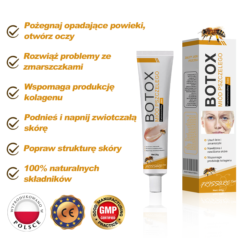 FrissArc™ Botox Jadem Pszczelim przeciwzmarszczkowy Krem – Redukuje zmarszczki, ujędrnia i rozjaśnia skórę – Krem przeciwstarzeniowy o podwójnym działaniu✨