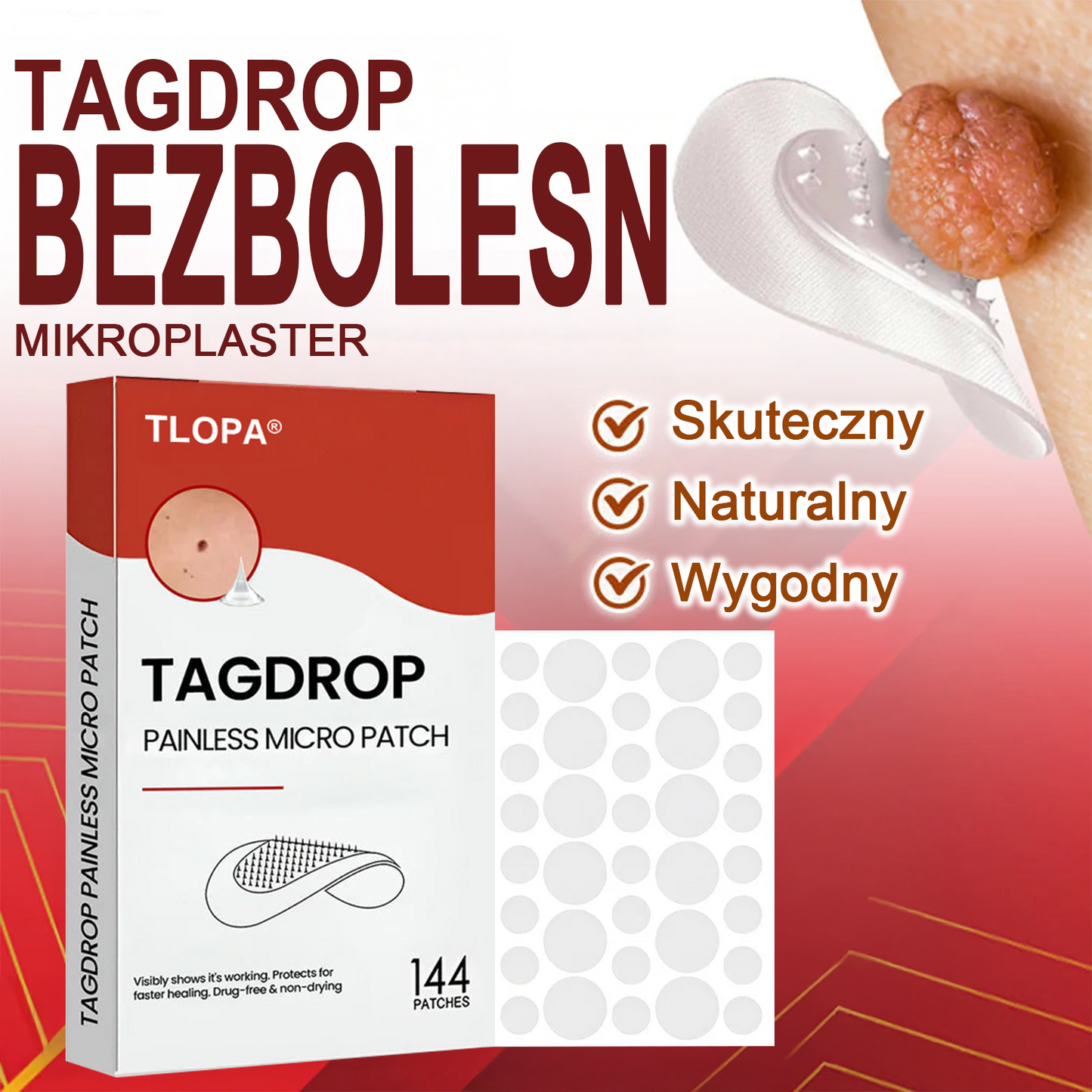 TLOPA® Mikroigłowy Botaniczny Plaster do Usuwania Narośli Skórnych 🇵🇱 Wyprodukowano w Polsce