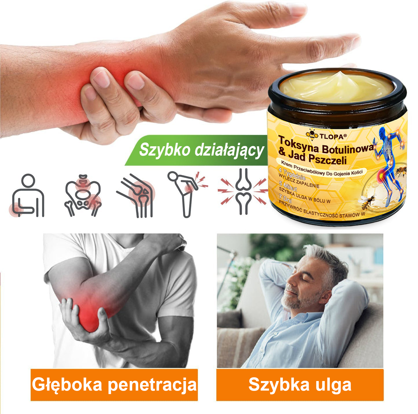 TLOPA® Toksyna botulinowa i jad pszczeli Krem przeciwbólowy do gojenia kości🦴