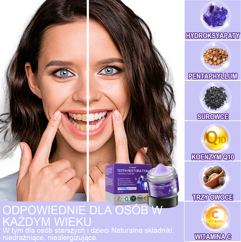 Cvreoz® Proszek Mineralny do Przywracania Zębów (zalecane przez ADA) (👩‍⚕️ Ostatnia szansa na zniżkę - tylko przez 30 minut 🦷)